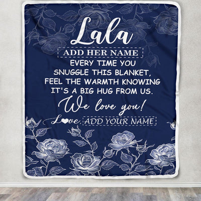 Personalized To My Lala Gifts Blanket From Granddaughter Grandson Blue Flower Love You Birthday Gifts For Lala Mothers Day Christmas Lala Fleece Throw Blanket | siriusteestore