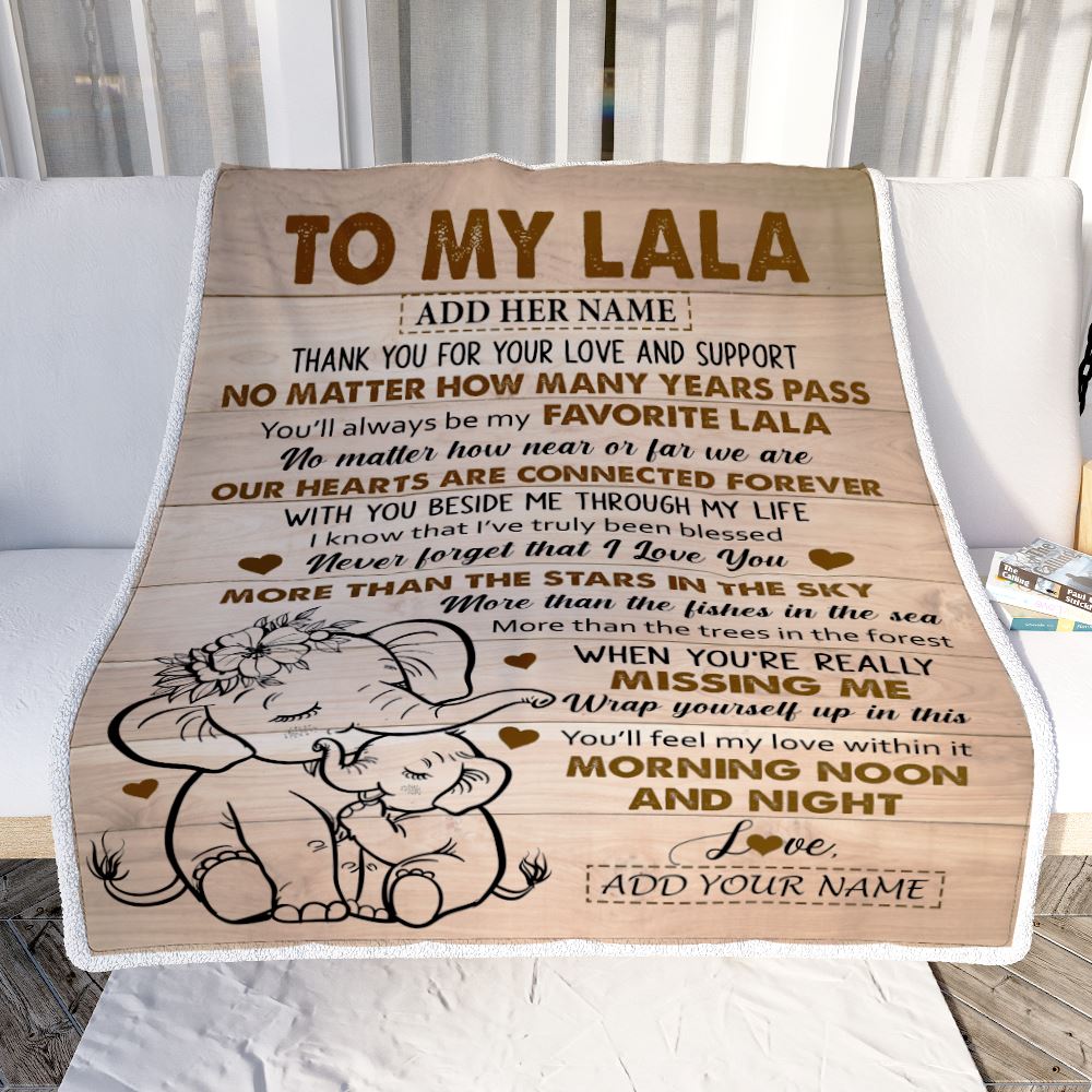 Personalized To My Lala Gifts Blanket From Granddaughter Grandson Elephant My Favorite Lala Birthday Gifts Mothers Day Christmas Custom Name Fleece Blanket | siriusteestore