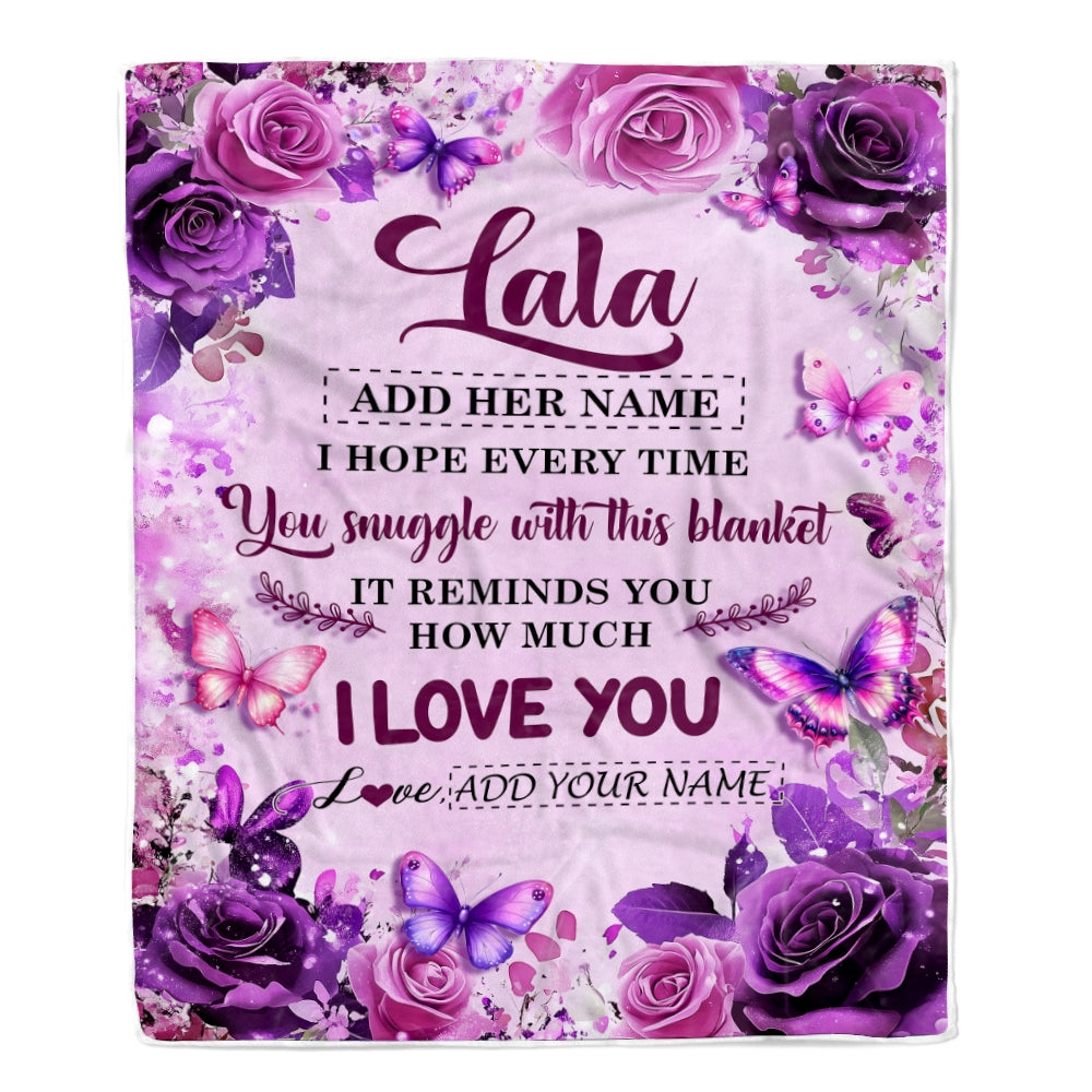 Personalized To My Lala Gifts Blanket From Granddaughter Grandson Purple Floral Birthday Gifts For Lala Mothers Day Christmas Custom Fleece Throw Blanket | siriusteestore