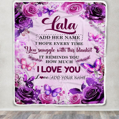 Personalized To My Lala Gifts Blanket From Granddaughter Grandson Purple Floral Birthday Gifts For Lala Mothers Day Christmas Custom Fleece Throw Blanket | siriusteestore