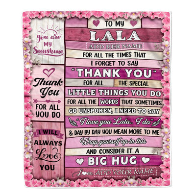 Personalized To My Lala Gifts Blanket From Granddaughter Grandson Wood Thank You Best Lala Birthday Gifts Mothers Day Christmas Custom Name Fleece Blanket | siriusteestore