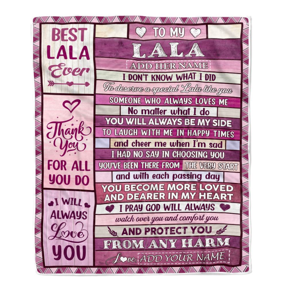 Personalized To My Lala Gifts Blanket From Granddaughter Grandson Wood Thank You For All Gifts For Lala Mothers Day Birthday Christmas Fleece Throw Blanket | siriusteestore