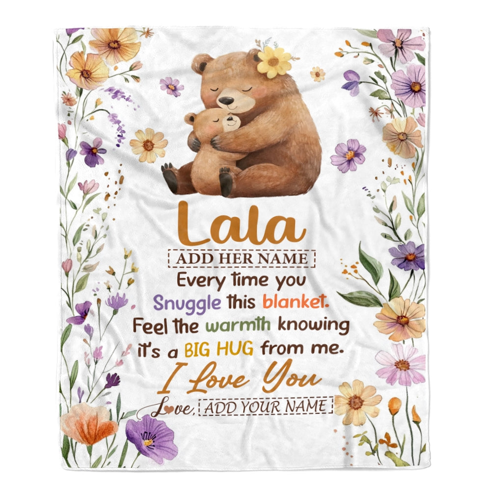Personalized To My Lala Gifts From Granddaughter Grandson Blanket Bear Big Hug Birthday Present Gift Idea For Lala Mothers Day Christmas Custom Fleece Blanket Shirt & Hoodie | siriusteestore