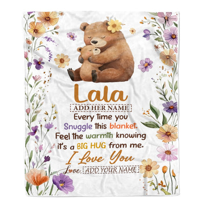 Personalized To My Lala Gifts From Granddaughter Grandson Blanket Bear Big Hug Birthday Present Gift Idea For Lala Mothers Day Christmas Custom Fleece Blanket Shirt & Hoodie | siriusteestore