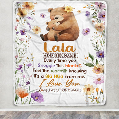 Personalized To My Lala Gifts From Granddaughter Grandson Blanket Bear Big Hug Birthday Present Gift Idea For Lala Mothers Day Christmas Custom Fleece Blanket Shirt & Hoodie | siriusteestore