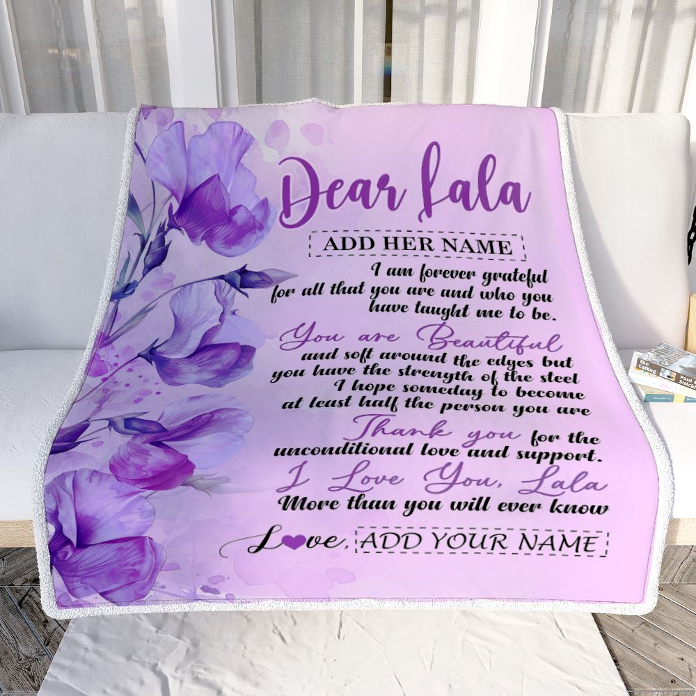 Personalized To My Lala Gifts From Granddaughter Grandson Blanket Flower You Are Beautiful Gifts For Lala Mothers Day Birthday Christmas Fleece Blanket | siriusteestore
