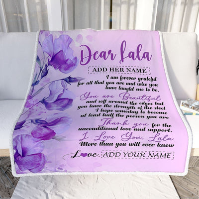 Personalized To My Lala Gifts From Granddaughter Grandson Blanket Flower You Are Beautiful Gifts For Lala Mothers Day Birthday Christmas Fleece Blanket | siriusteestore