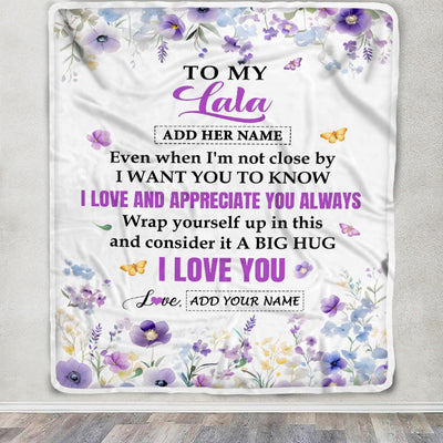 Personalized To My Lala Gifts From Granddaughter Grandson Blanket I Love You Purple Floral Birthday Gift Idea For Lala Gifts Christmas Custom Fleece Blanket | siriusteestore