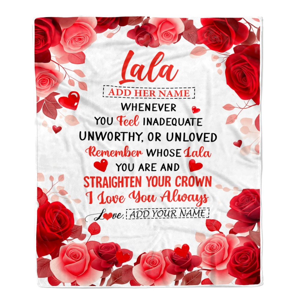 Personalized To My Lala Gifts From Granddaughter Grandson Blanket Rose Flower Anniversary Birthday Gifts Lala Mothers Day Christmas Custom Fleece Blanket | siriusteestore