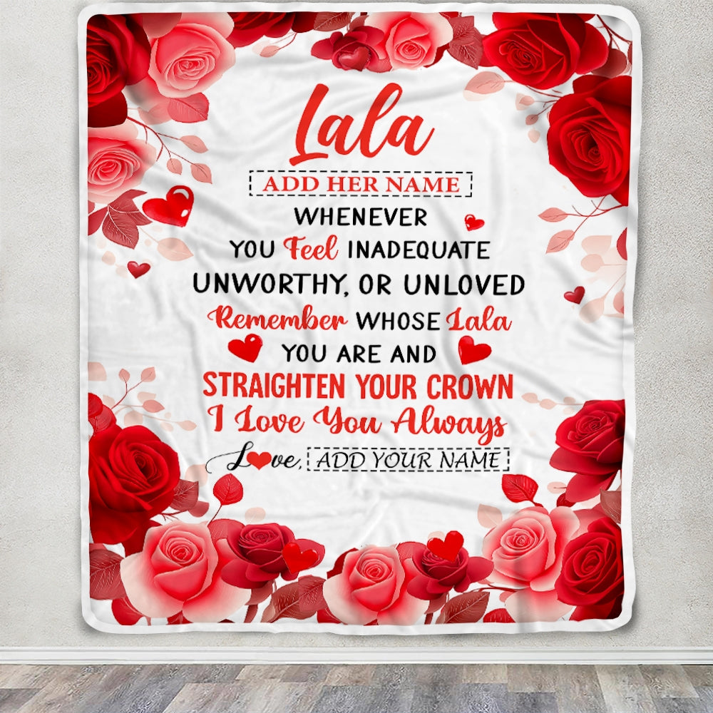 Personalized To My Lala Gifts From Granddaughter Grandson Blanket Rose Flower Anniversary Birthday Gifts Lala Mothers Day Christmas Custom Fleece Blanket | siriusteestore