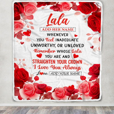 Personalized To My Lala Gifts From Granddaughter Grandson Blanket Rose Flower Anniversary Birthday Gifts Lala Mothers Day Christmas Custom Fleece Blanket | siriusteestore