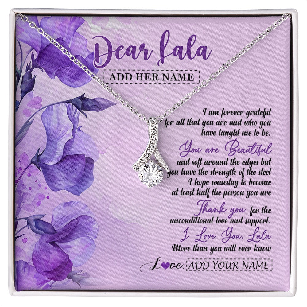 Alluring Beauty Necklace 14K White Gold Finish | 1 | Personalized To My Lala Gifts From Granddaughter Necklace Flower You Are Beautiful Gifts For Lala Mothers Day Birthday Christmas Custom Gift Box Message Card | siriusteestore.myshopify
