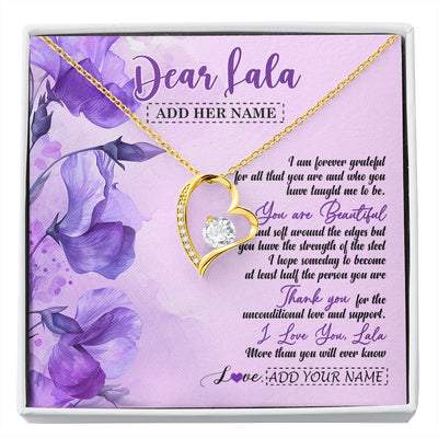 Forever Love Necklace 18K Yellow Gold Finish | 1 | Personalized To My Lala Gifts From Granddaughter Necklace Flower You Are Beautiful Gifts For Lala Mothers Day Birthday Christmas Custom Gift Box Message Card | siriusteestore.myshopify