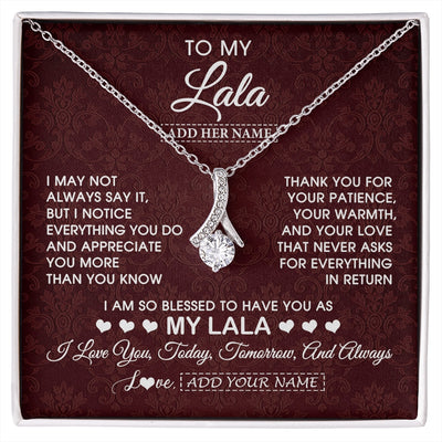 Alluring Beauty Necklace 14K White Gold Finish | 1 | Personalized To My Lala Gifts From Granddaughter Necklace Meaningful Jewelry Pendant Gifts For Lala Mothers Day Birthday Christmas Custom Gift Box Message Card | https://siriusteestore.