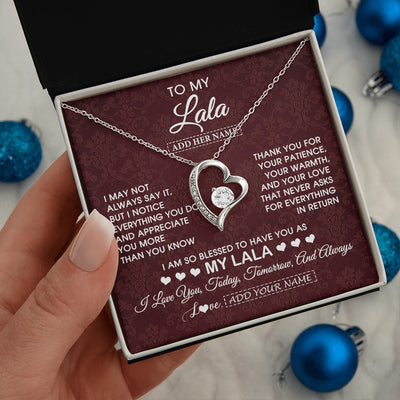 Forever Love Necklace 14K White Gold Finish | 2 | Personalized To My Lala Gifts From Granddaughter Necklace Meaningful Jewelry Pendant Gifts For Lala Mothers Day Birthday Christmas Custom Gift Box Message Card | https://siriusteestore.