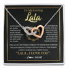Interlocking Hearts Necklace Stainless Steel & Rose Gold Finish | 1 | Personalized To My Lala Gifts Necklace From Granddaughter Grandson Grateful Thank You Lala Birthday Mothers Day Christmas Customized Gift Box Message Card | siriusteestore