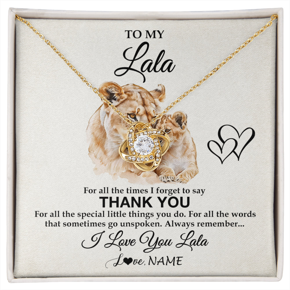 Love Knot Necklace 18K Yellow Gold Finish | 1 | Personalized To My Lala Necklace From Granddaughter Thank You Lion Lala Gift For Mothers Day Birthday Gift Christmas For Lala Customized Gift Box Message Card | siriusteestore