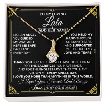 Alluring Beauty Necklace 18K Yellow Gold Finish | 1 | Personalized To My Lala Necklace Gifts Meaningful Gift To Lala From Granddaughter Without You There Is No Me Mothers Day Birthday Custom Gift Box Message Card | https://siriusteestore.