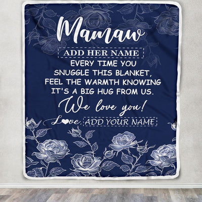 Personalized To My Lolly Gifts Blanket From Granddaughter Grandson Blue Flower Love You Birthday Gifts For Lolly Mothers Day Christmas Lolly Fleece Blanket | siriusteestore