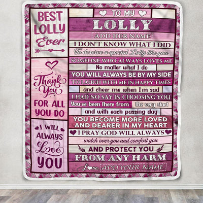 Personalized To My Lolly Gifts Blanket From Granddaughter Grandson Wood Thank You For All Gifts For Lolly Mothers Day Birthday Christmas Fleece Throw Blanket | siriusteestore