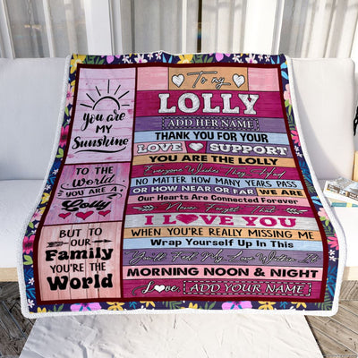 Personalized To My Lolly Gifts Blanket From Grandkids Grandson Wood You Are The Lolly Birthday Gifts Mothers Day Christmas Customized Fleece Blanket | siriusteestore