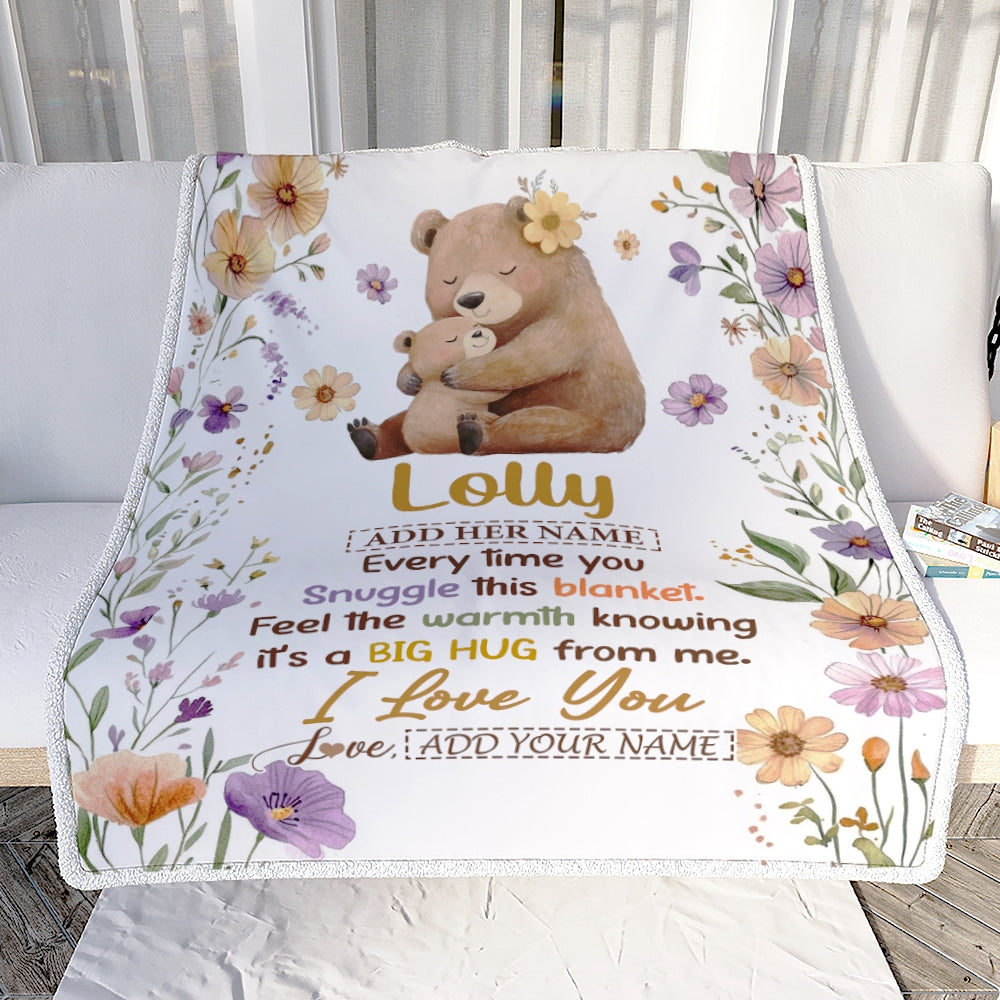 Personalized To My Lolly Gifts From Granddaughter Grandson Blanket Bear Big Hug Birthday Present Gift Idea For Lolly Mothers Day Christmas Fleece Blanket Shirt & Hoodie | siriusteestore
