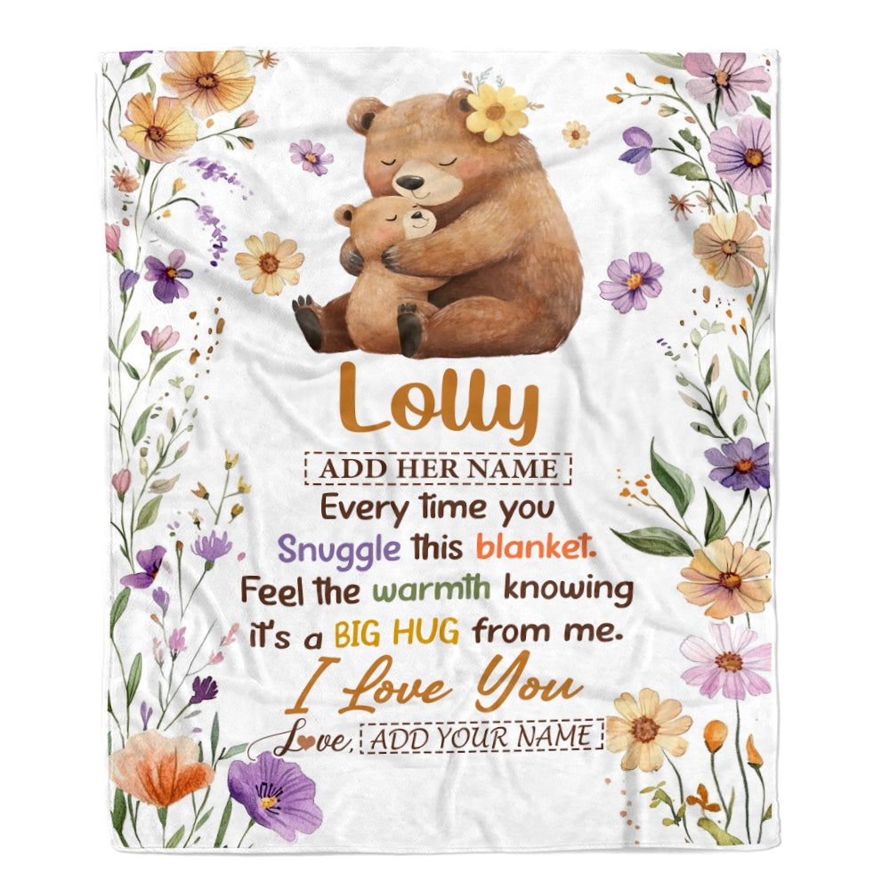 Personalized To My Lolly Gifts From Granddaughter Grandson Blanket Bear Big Hug Birthday Present Gift Idea For Lolly Mothers Day Christmas Fleece Blanket Shirt & Hoodie | siriusteestore