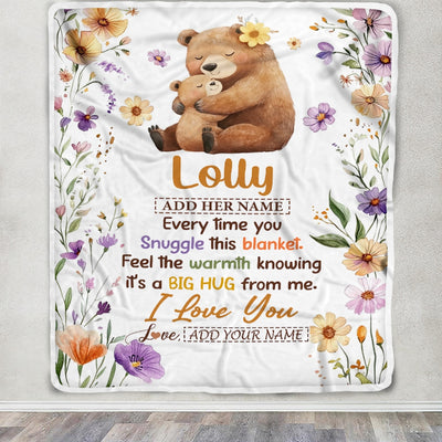 Personalized To My Lolly Gifts From Granddaughter Grandson Blanket Bear Big Hug Birthday Present Gift Idea For Lolly Mothers Day Christmas Fleece Blanket Shirt & Hoodie | siriusteestore