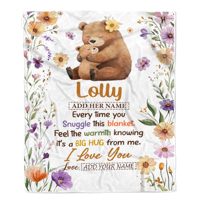 Personalized To My Lolly Gifts From Granddaughter Grandson Blanket Bear Big Hug Birthday Present Gift Idea For Lolly Mothers Day Christmas Fleece Blanket Shirt & Hoodie | siriusteestore