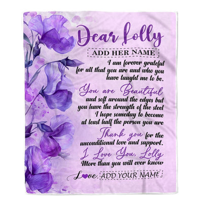 Personalized To My Lolly Gifts From Granddaughter Grandson Blanket Flower You Are Beautiful Gifts For Lolly Mothers Day Birthday Christmas Fleece Blanket | siriusteestore