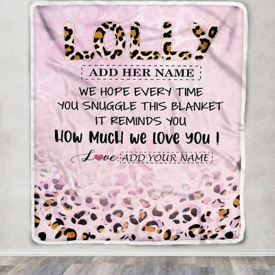 Personalized To My Lolly Gifts From Granddaughter Grandson Blanket Pink Leopard Happy Birthday Gifts For Lolly Mothers Day Christmas Customized Fleece Blanket | siriusteestore