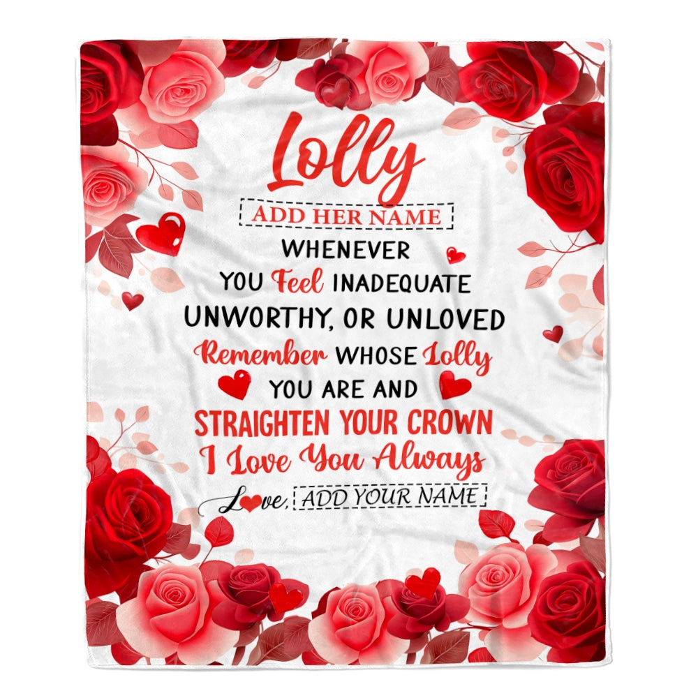 Personalized To My Lolly Gifts From Granddaughter Grandson Blanket Rose Flower Anniversary Birthday Gifts Lolly Mothers Day Christmas Custom Fleece Blanket | siriusteestore