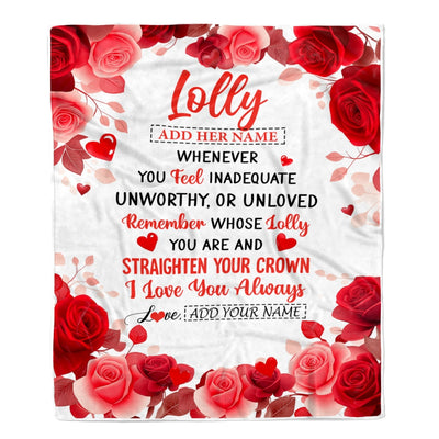 Personalized To My Lolly Gifts From Granddaughter Grandson Blanket Rose Flower Anniversary Birthday Gifts Lolly Mothers Day Christmas Custom Fleece Blanket | siriusteestore