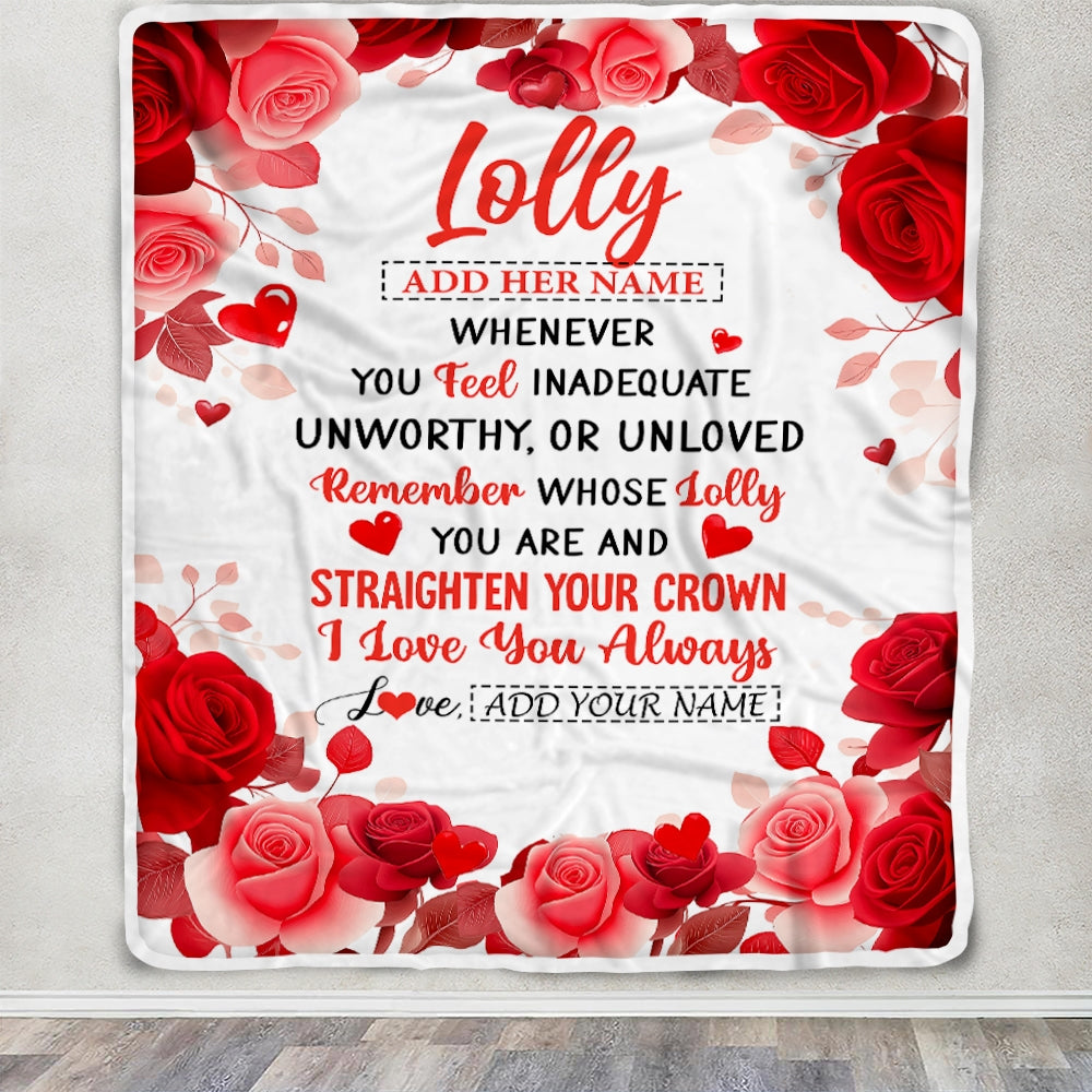 Personalized To My Lolly Gifts From Granddaughter Grandson Blanket Rose Flower Anniversary Birthday Gifts Lolly Mothers Day Christmas Custom Fleece Blanket | siriusteestore