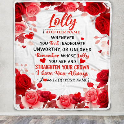 Personalized To My Lolly Gifts From Granddaughter Grandson Blanket Rose Flower Anniversary Birthday Gifts Lolly Mothers Day Christmas Custom Fleece Blanket | siriusteestore