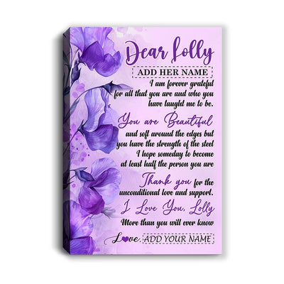 Personalized To My Lolly Gifts From Granddaughter Grandson Canvas Flower You Are Beautiful Gifts For Lolly Mothers Day Birthday Christmas Custom Print Framed Canvas | siriusteestore