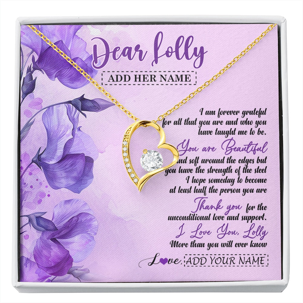 Forever Love Necklace 18K Yellow Gold Finish | 1 | Personalized To My Lolly Gifts From Granddaughter Necklace Flower You Are Beautiful Gifts For Lolly Mothers Day Birthday Christmas Gift Box Message Card | siriusteestore.myshopify
