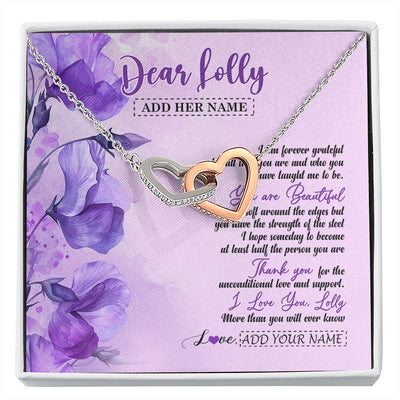 Interlocking Hearts Necklace Stainless Steel & Rose Gold Finish | 1 | Personalized To My Lolly Gifts From Granddaughter Necklace Flower You Are Beautiful Gifts For Lolly Mothers Day Birthday Christmas Gift Box Message Card | siriusteestore.myshopify