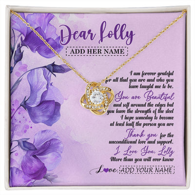 Love Knot Necklace 18K Yellow Gold Finish | 1 | Personalized To My Lolly Gifts From Granddaughter Necklace Flower You Are Beautiful Gifts For Lolly Mothers Day Birthday Christmas Gift Box Message Card | siriusteestore.myshopify
