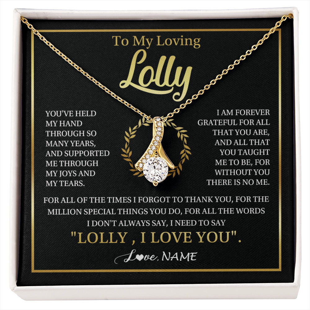 Alluring Beauty Necklace 18K Yellow Gold Finish | 1 | Personalized To My Lolly Gifts Necklace From Granddaughter Grandson Grateful Thank You Lolly Birthday Mothers Day Jewelry Customized Gift Box Message Card | siriusteestore