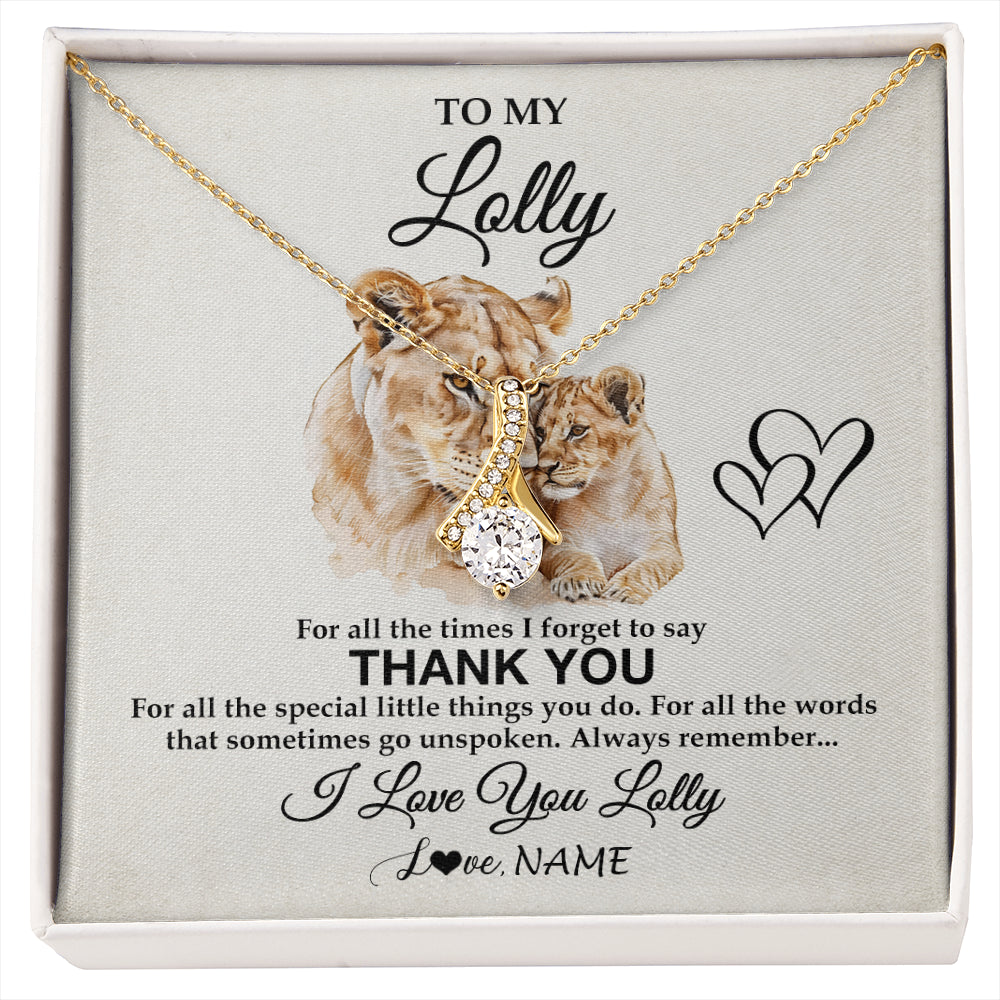 Alluring Beauty Necklace 18K Yellow Gold Finish | 1 | Personalized To My Lolly Necklace From Granddaughter Thank You Lion Lolly Gift For Mothers Day Birthday Gift Christmas For Lolly Gift Box Message Card | siriusteestore