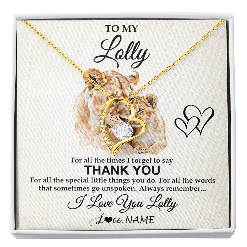 Forever Love Necklace 18K Yellow Gold Finish | 1 | Personalized To My Lolly Necklace From Granddaughter Thank You Lion Lolly Gift For Mothers Day Birthday Gift Christmas For Lolly Gift Box Message Card | siriusteestore