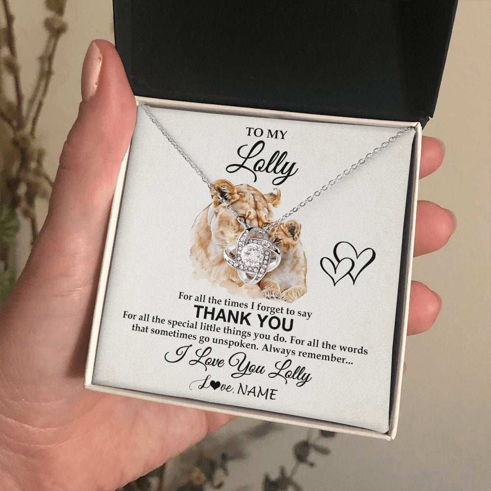 Love Knot Necklace 14K White Gold Finish | 2 | Personalized To My Lolly Necklace From Granddaughter Thank You Lion Lolly Gift For Mothers Day Birthday Gift Christmas For Lolly Gift Box Message Card | siriusteestore