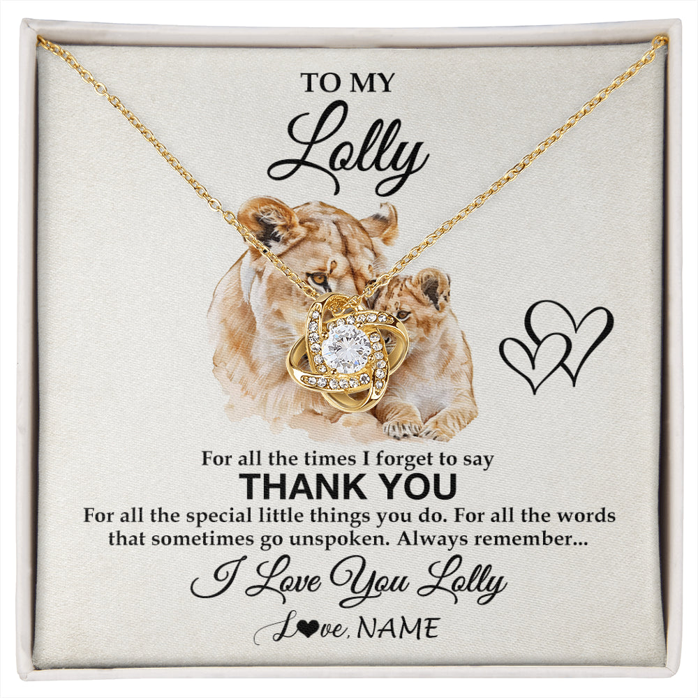Love Knot Necklace 18K Yellow Gold Finish | 1 | Personalized To My Lolly Necklace From Granddaughter Thank You Lion Lolly Gift For Mothers Day Birthday Gift Christmas For Lolly Gift Box Message Card | siriusteestore