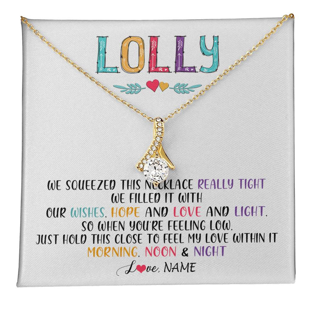Alluring Beauty Necklace 18K Yellow Gold Finish | 1 | Personalized To My Lolly Necklace From Grandkids Granddaughter We Squeezed This Necklace Lolly Birthday Mothers Day Jewelry Customized Gift Box Message Card | siriusteestore