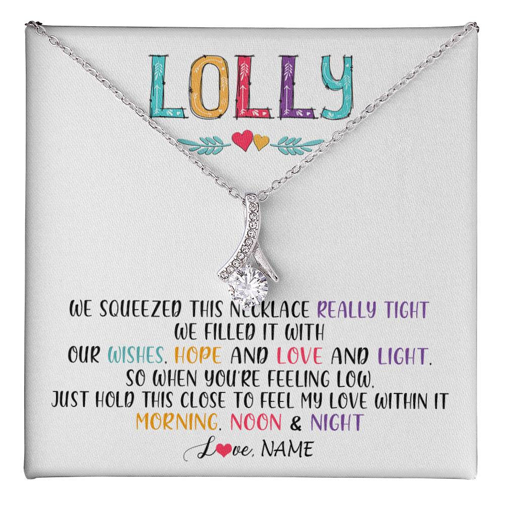 Alluring Beauty Necklace 14K White Gold Finish | 1 | Personalized To My Lolly Necklace From Grandkids Granddaughter We Squeezed This Necklace Lolly Birthday Mothers Day Jewelry Customized Gift Box Message Card | siriusteestore