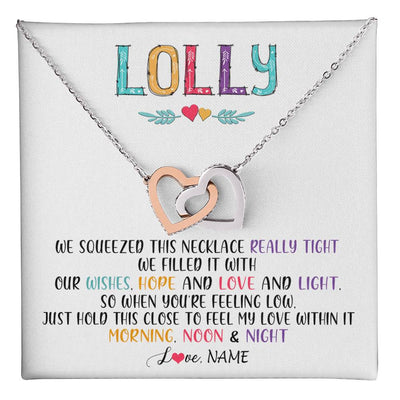 Interlocking Hearts Necklace Stainless Steel & Rose Gold Finish | 1 | Personalized To My Lolly Necklace From Grandkids Granddaughter We Squeezed This Necklace Lolly Birthday Mothers Day Jewelry Customized Gift Box Message Card | siriusteestore