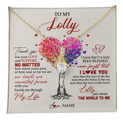 Alluring Beauty Necklace 18K Yellow Gold Finish | 1 | Personalized To My Lolly Necklace From Grandkids Never Forget That I Love You You Mean The World Lolly Birthday Mothers Day Jewelry Customized Gift Box Message Card | siriusteestore