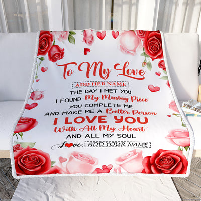 Personalized To My Love Blanket The Day I Met You Gifts For Girlfriend Wife Anniversary Romantic For Women Mothers Day Birthday Gifts Christmas Fleece Blanket | siriusteestore