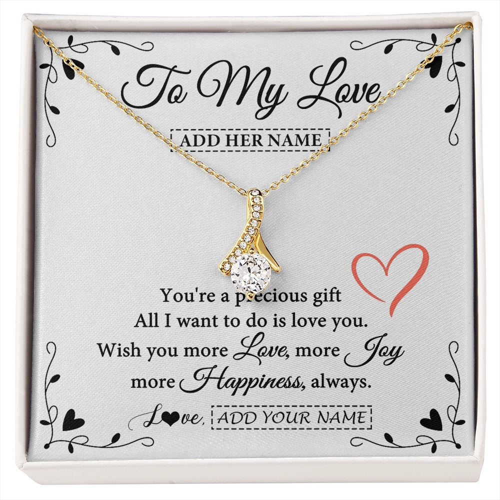 Alluring Beauty Necklace 18K Yellow Gold Finish | 1 | Personalized To My Love Jewelry Gifts You're A Precious Gift Romantic Necklace For Girlfriend Wife Birthday Christmas Valentines Custom Gift Box Message Card | https://siriusteestore.